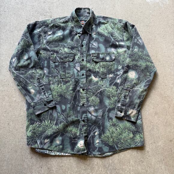 Men's Vintage Dickies Camo West Camouflage Button Up Long Sleeve Shirt Sz XL VTG - Picture 1 of 7